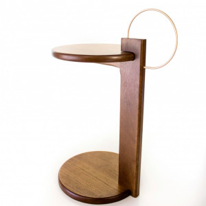 Mesa Lateral Park Imbuia Metal Champanhe - Msul Móveis - 