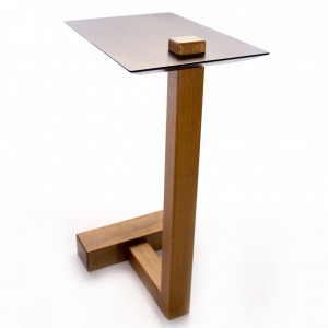 Mesa Lateral Less Amêndoa Tampo Preto Ebanizado - Msul Móveis - 