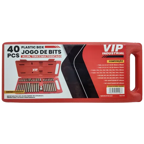 Jogo de Bits 10mm - 40 Peças- Vip Industrial - 