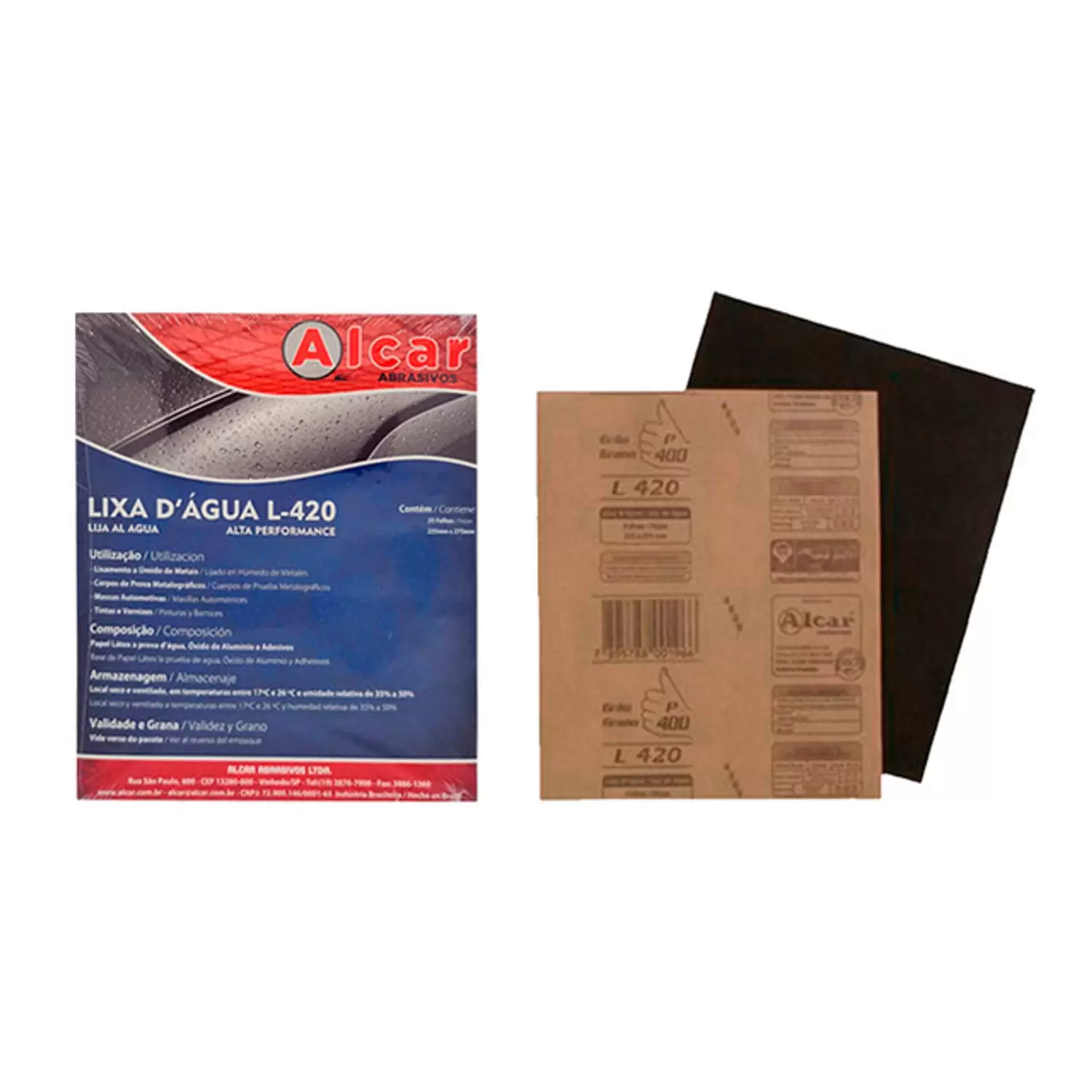 Lixa d'água Grão 1200  Pacote 25  Unidades- Alcar L420 - 