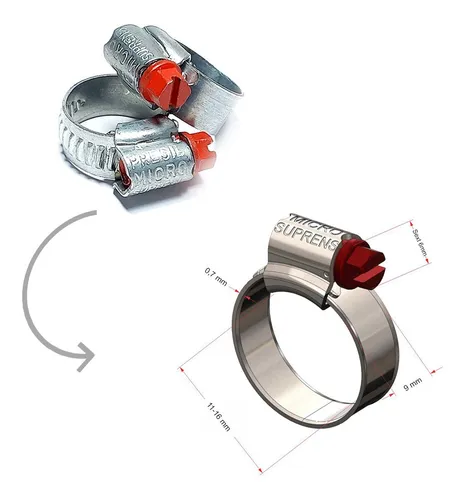 Abraçadeira 12x16 Mangueira Ar Água Gás Argônio Combustível 20 PEÇAS - Suprens - 