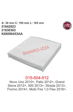 Filtro de Cabine de Ar Condicionado Fiat Novo Uno 2010 em diante- Palio 2012 em diante - Filtro de Cabine de Ar Condicionado Fiat Novo Uno 2010 em diante- Palio 2012 em diante 2