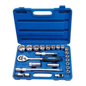 Jogo De Soquetes  Sextavados  Com 22 Peças  Encaixe  1/2