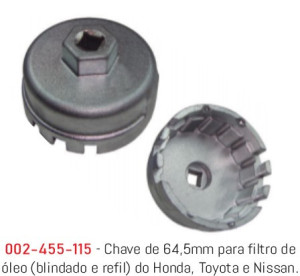 Chave de 64,5mm para Filtro de Óleo  Blindado e Refil  do Honda  Toyota e Nissan.