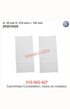 Filtro de Cabine do Ar Condicionado Volks. Caminhões Constelation todos os modelos 2004 em Diante - Filtro de Cabine do Ar Condicionado Volks. Caminhões Constelation todos os modelos 2004 em Diante 2