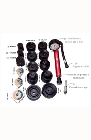 Conjunto  para Teste de Sistema de Arrefecimento de Automóveis e Utilitários - INJETEC-IJ-21100 - Conjunto para Teste de Sistema de Arrefecimento de Automóveis e Utilitários 2