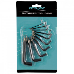 Jogo de Chave Allen Tipo Chaveiro 10 Peças- EDA 3LN - 
