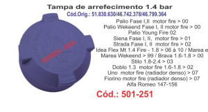 Tampa de Arrefecimento 1.4 bar Palio -Uno