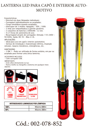 Lanterna Led Para Capô é Interior 
( Sabre de Luz)- SGT 8520 - 