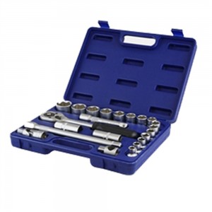 Jogo De Soquetes  Sextavados  Com 22 Peças  Encaixe  1/2