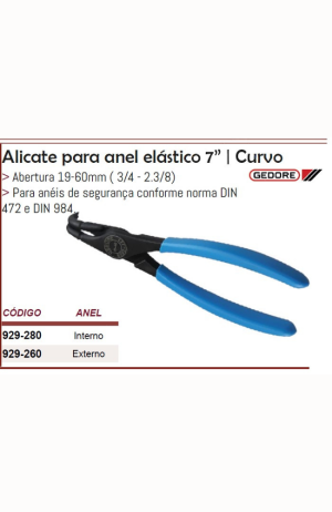 Alicate Para Aneis Interno Pontas Curvas 19-60- Gedore - Alicate Para Aneis Interno Pontas Curvas 19-60- Gedore 2