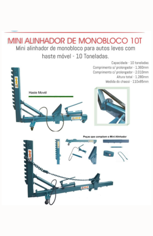 Mini Alinhador de Monobloco 10 Ton. para Autos Leves com Haste Móvel - Ribeiro - Mini Alinhador de Monobloco 10 Ton. para Autos Leves com Haste Móvel - Ribeiro 2