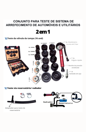 Conjunto  para Teste de Sistema de Arrefecimento de Automóveis e Utilitários - INJETEC-IJ-21100 - Conjunto para Teste de Sistema de Arrefecimento de Automóveis e Utilitários 3