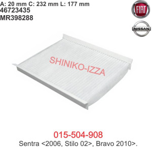 Filtro de Cabine do Ar Condicionado Fiat Stilo 2002 em Diante- Bravo 2010 em diante - 