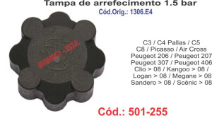 Tampa do Arrefecimento 1.5 Bar -C3-C4-C5-C8-Picasso-Air Cross-Peugeot-Clio-Kangoo-Logan-Megane-Sandero-Scénic - 