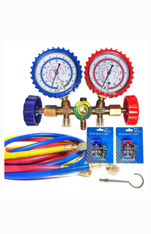 Kit Manifold Vulkan R12 R22 R134A R404A Com Engates e Mangueiras 1,50 mts - VLD-60G Ar Condicionado e Refrigeração - Kit Manifold Vulkan R12 R22 R134A R404A Com Engates e Mangueiras 1,50 mts - VLD-60G Ar Condicionado e Refrigeração 3