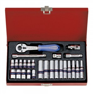 Jogo De Soquetes Sextavados 26 Peças Com Encaixes 1/4 Pol King Tony