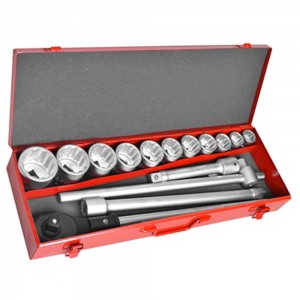 Jogo de Soquetes Estriados com Encaixe de 1 Pol. com 14 Peças King Tony 8015MR