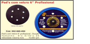 Pads com velcro de 6' para lixadeira