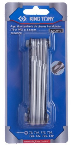 Jogo de Chave  Torx Tipo Canivete 8 Peças- King Tony - 