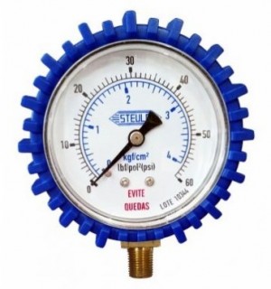 Calibrador de Pressão com Bico Presilha 0 a 60 PSI-Divisão de 1 PSI.- Steula - MS 13 A - 