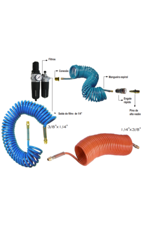 Mangueira Espiral PU INT 3/8'' EXT 1/2