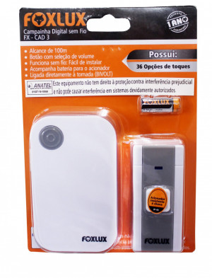 CAMPAINHA MUSICAL SEM FIO FOX LUX/QUALITRONIX CAMPAINHA MUSICAL SEM FIO FOX LUX/QUALITRONIX