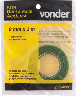 FITA DUPLA FACE TRANSPARENTE 09MM X 2MT VONDER FITA DUPLA FACE TRANSPARENTE 09MM X 2MT VONDER