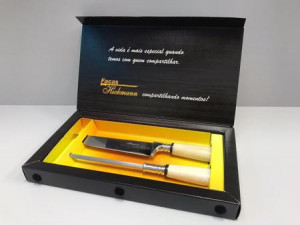 FACA INOX ESTOJO FACA/CHAIRA CABO OSSO 93/8SB  FACA INOX ESTOJO FACA/CHAIRA CABO OSSO 93/8SB