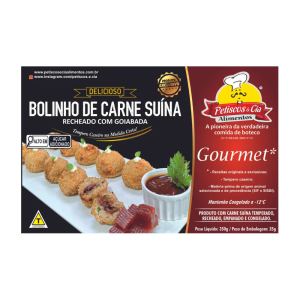 Bolinho de carne suína recheado com goiabada