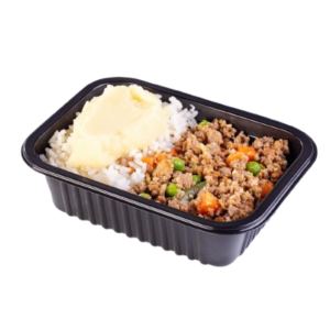 Carne moída com jardineira de legumes - Corada