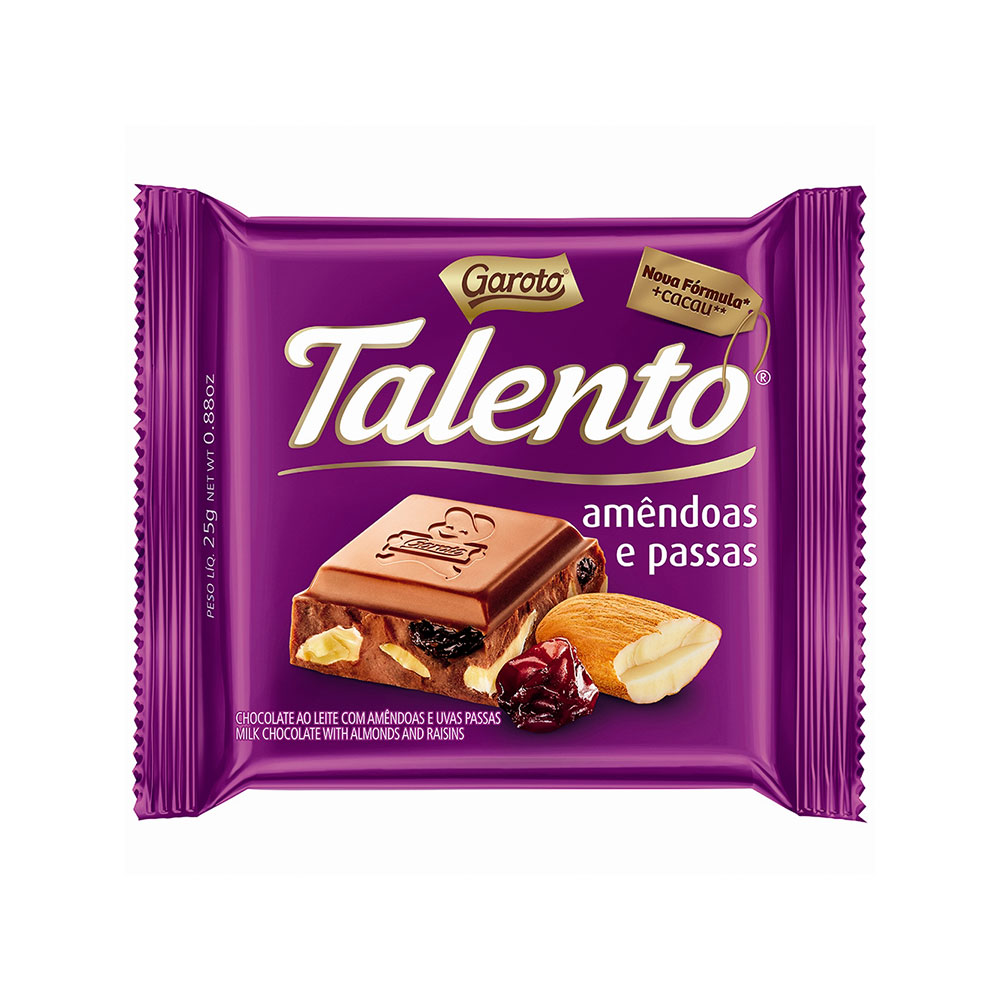 Chocolate Garoto Talento Amen Passas 85g Loja Palato