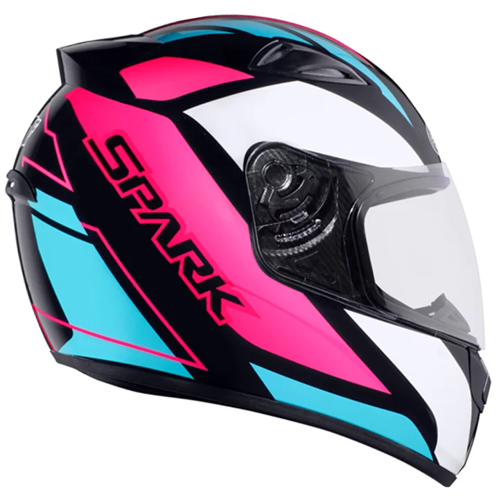 CAPACETE EBF (BRILHO) NEW SPARK MIXED BLUE PRETO/ROSA/AZUL/BRANCO (56) ++