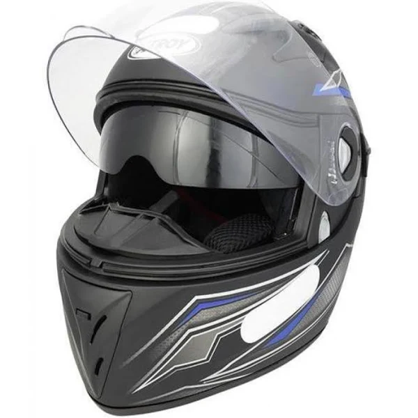 CAPACETE EBF (FOSCO) X TROY FURIOUS (C/OCULOS) PRETO FOSCO/AZUL (58) ++