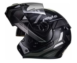 CAPACETE PEELS U-RB2 (FOSCO) DYNAMIC (C/OCULOS/ESCAMOTEAVEL) PRETO FOSCO/GRAFITE (58) ++
