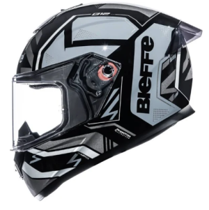 CAPACETE BIEFFE B-12 (BRILHO) PHANTON PRETO/PRATA (58) ++