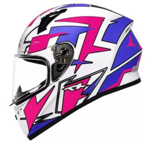 CAPACETE EBF (BRILHO) X TROY FF 526 CRUSH BRANCO/ROXO/ROSA (56) ++