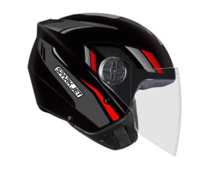 CAPACETE EBF (BRILHO) SPARK JET STING PRETO/CHUMBO/VERMELHO (ABERTO) (60) ++