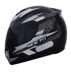 CAPACETE EBF (BRILHO) NEW FIT SHIFT PRETO/PRATA (60) ++