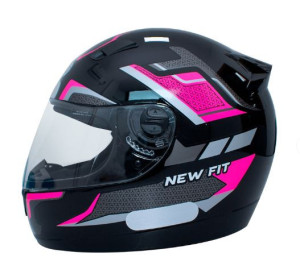 CAPACETE EBF (BRILHO) NEW FIT SHIFT PRETO/ROSA (58) ++