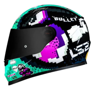CAPACETE LS2 FF 358 (BRILHO) BULLET PRETO/VERDE (58) ++
