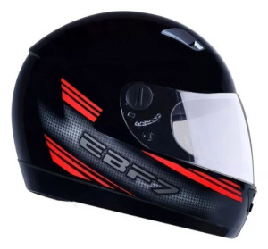 CAPACETE EBF 7 (BRILHO) CARBON PRETO/VERMELHO (60) ++