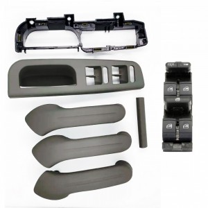 Kit Completo Puxador Moldura Vidro Golf Cinza + Botao