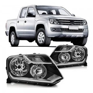 Par Farol Principal Amarok ano 2010 a 2016 Máscara Negra Foco Duplo