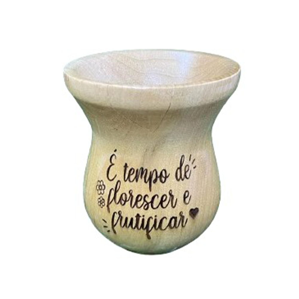 Cuia de madeira natural gravada a laser - 