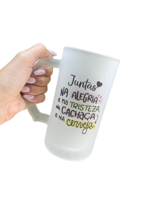 Caneca de Chopp Vidro Jateado - 