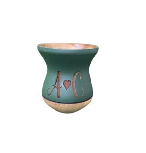 Cuia de madeira natural gravada a laser