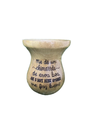 Cuia de madeira natural gravada a laser - 
