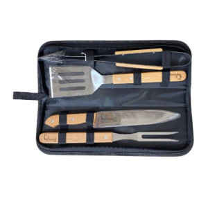 Kit churrasco 4 peças com Pegador e Espátula - 