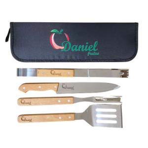 Kit churrasco 4 peças com Pegador e Espátula - 